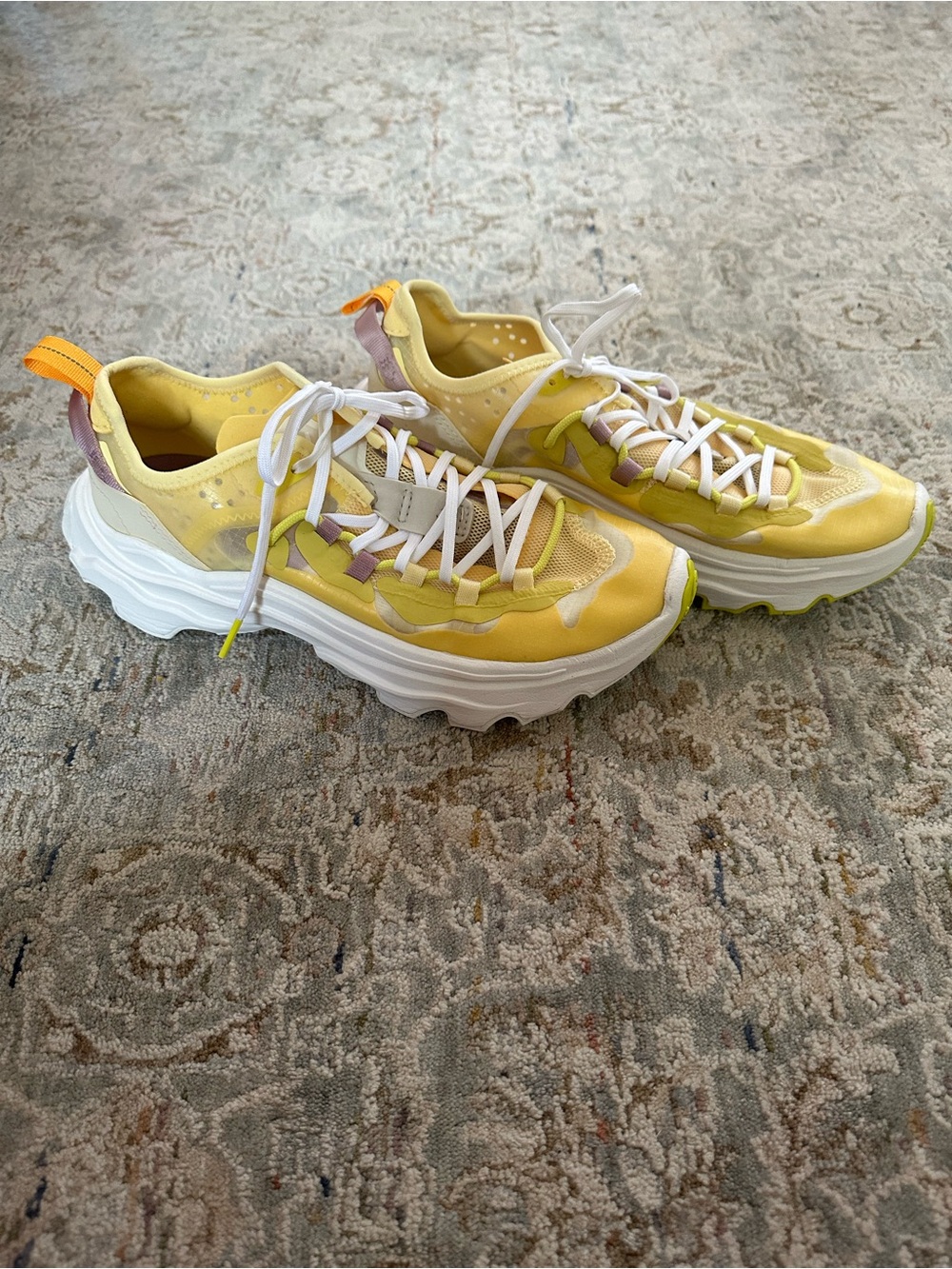 Sorel Yellow Chunky Lace-Up Women's Sneakers with White Sole